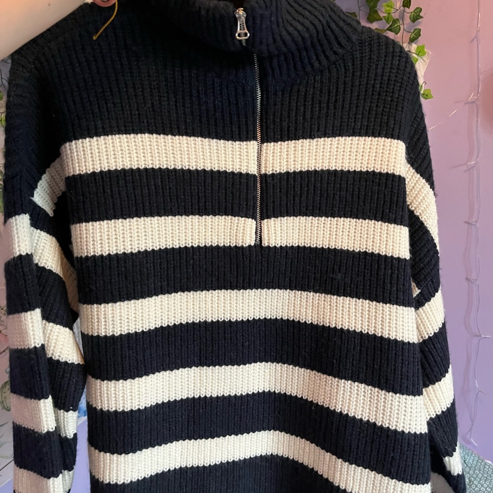 Sonoma Black and White Cowl Neck Sweater